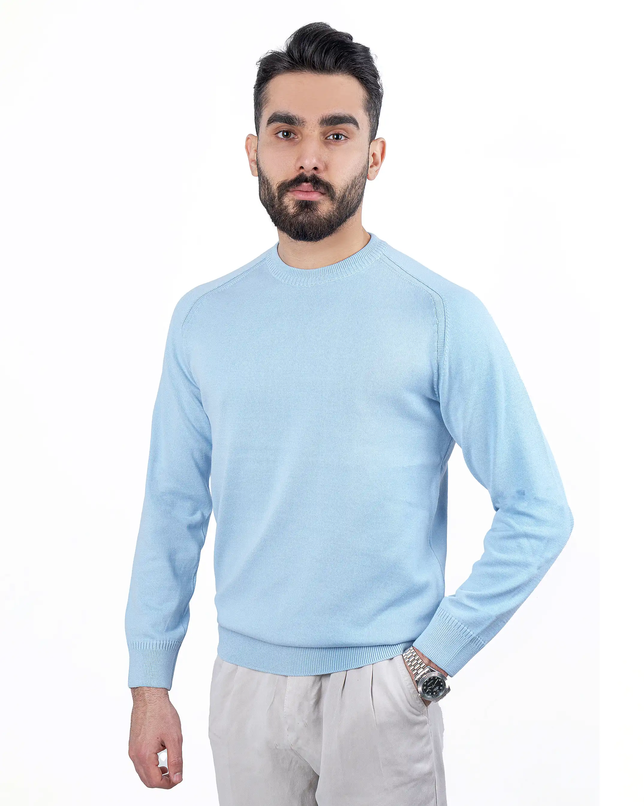 پلیور یقه گرد بافت Basic